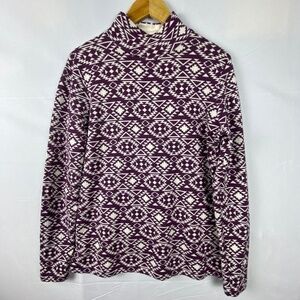Duluth Trading Women Sz L S’no Sweat Mockneck Sweater longsleeve Southwest Aztec